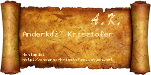 Anderkó Krisztofer névjegykártya